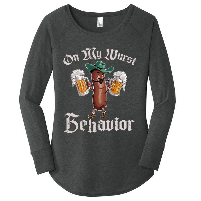 On My Wurst Behavior Funny Oktoberfest Women's Perfect Tri Tunic Long Sleeve Shirt