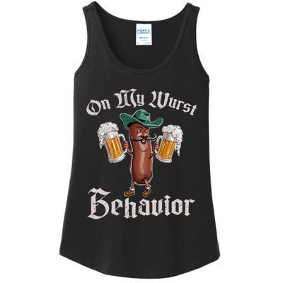 On My Wurst Behavior Funny Oktoberfest Ladies Essential Tank