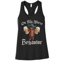 On My Wurst Behavior Funny Oktoberfest Women's Racerback Tank