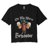 On My Wurst Behavior Funny Oktoberfest Women's Crop Top Tee