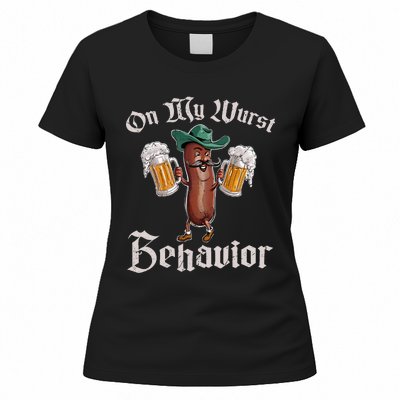 On My Wurst Behavior Funny Oktoberfest Women's T-Shirt