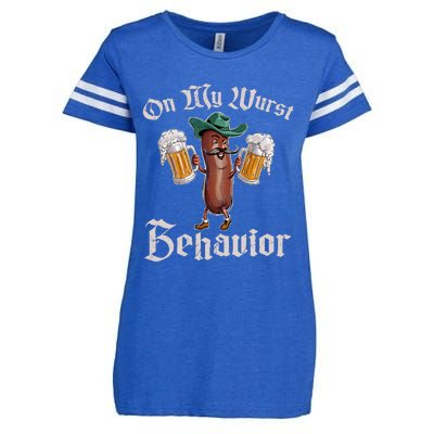 On My Wurst Behavior Funny Oktoberfest Enza Ladies Jersey Football T-Shirt