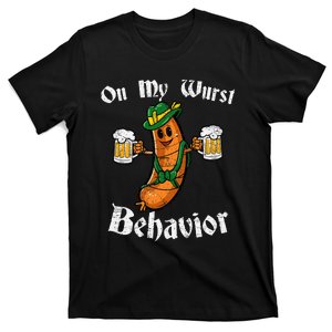 On My Wurst Behavior Funny Bratwurst German Oktoberfest T-Shirt