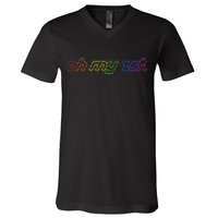 OH MY ZSH Programming Coder Hacker Nerdy Computer Tech V-Neck T-Shirt