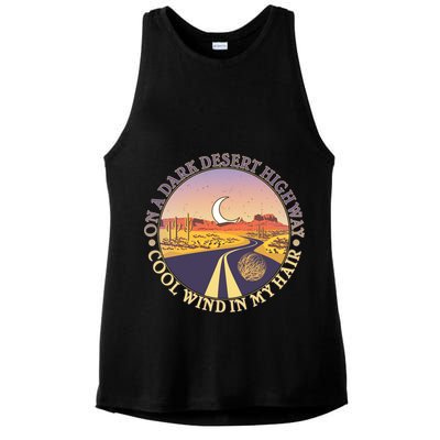 On A Dark Desert Highway Cool Wind In My Hair Ladies PosiCharge Tri-Blend Wicking Tank