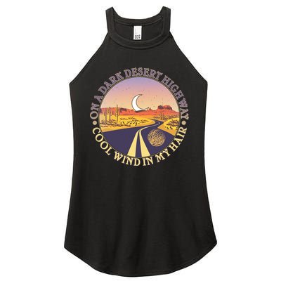 On A Dark Desert Highway Cool Wind In My Hair Women's Perfect Tri Rocker Tank