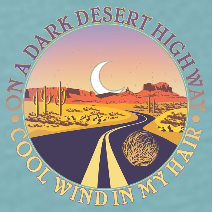 On A Dark Desert Highway Cool Wind In My Hair Sueded Cloud Jersey T-Shirt