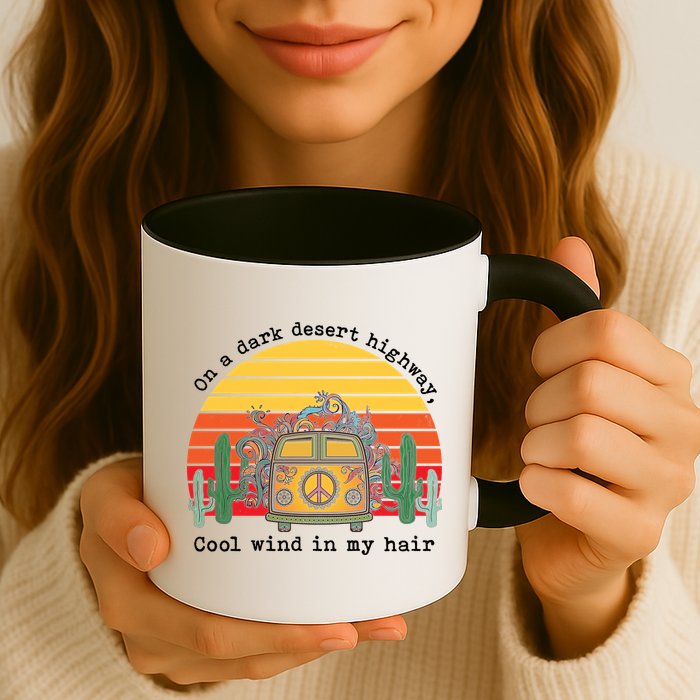  On A Dark Desert Highway Retro Mug