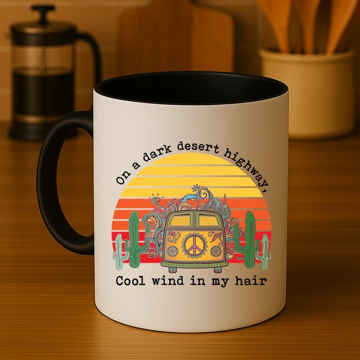  On A Dark Desert Highway Retro Mug