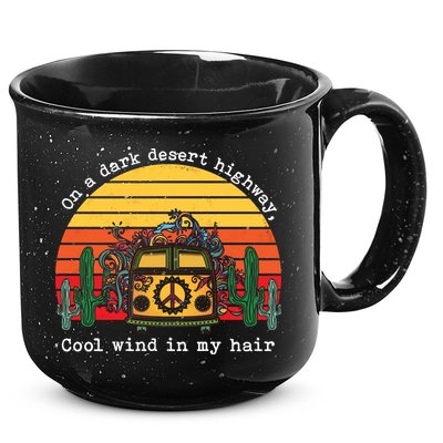  On A Dark Desert Highway Retro 15oz Campfire Ceramic Mug