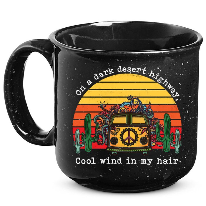  On A Dark Desert Highway Retro 15oz Campfire Ceramic Mug