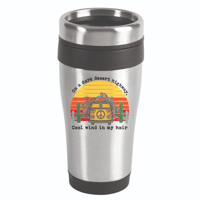 On A Dark Desert Highway Retro 16oz Travel Tumbler
