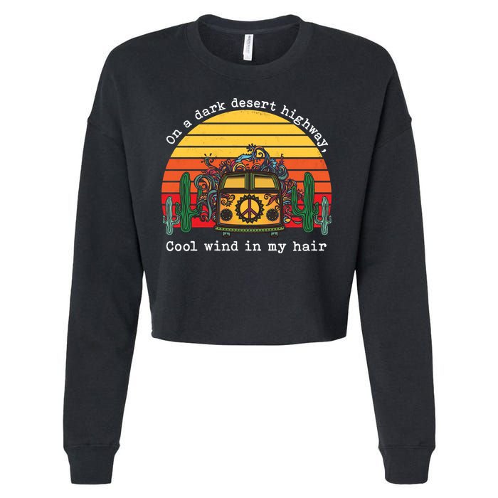  On A Dark Desert Highway Retro Cropped Pullover Crew