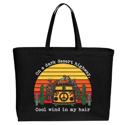  On A Dark Desert Highway Retro Cotton Canvas Jumbo Tote