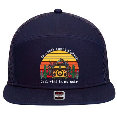  On A Dark Desert Highway Retro 7 Panel Mesh Trucker Snapback Hat