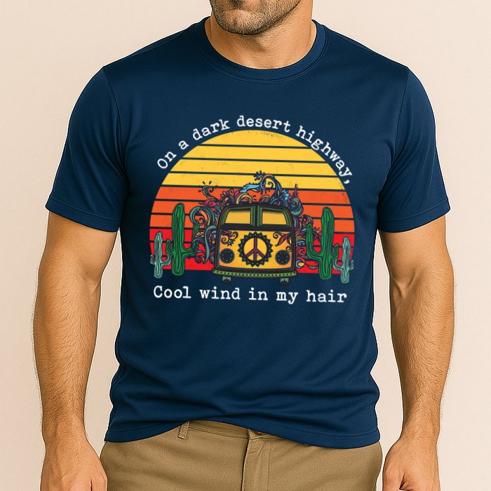  On A Dark Desert Highway Retro Performance Shirt