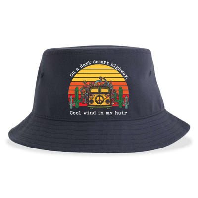  On A Dark Desert Highway Retro Sustainable Bucket Hat