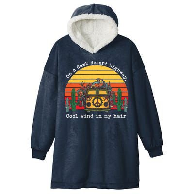  On A Dark Desert Highway Retro Hooded Wearable Blanket