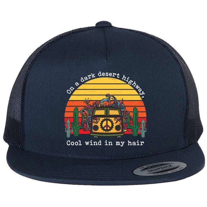  On A Dark Desert Highway Retro Flat Bill Trucker Hat