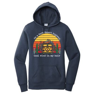  On A Dark Desert Highway Retro Women's Pullover Hoodie