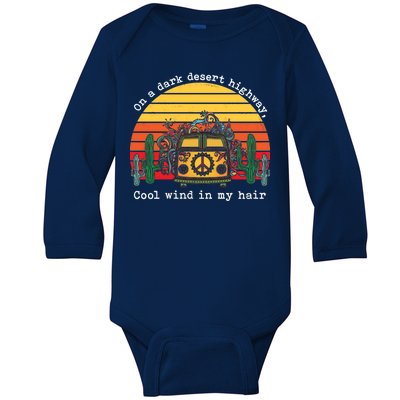  On A Dark Desert Highway Retro Baby Long Sleeve Bodysuit