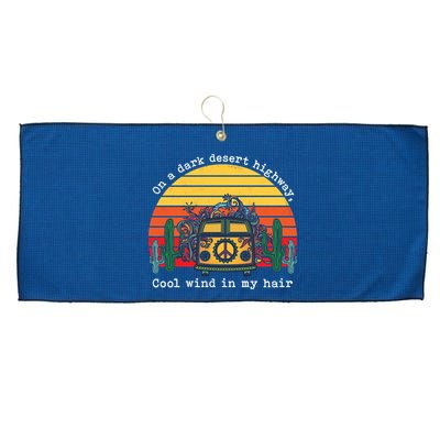  On A Dark Desert Highway Retro Large Microfiber Waffle Golf Towel