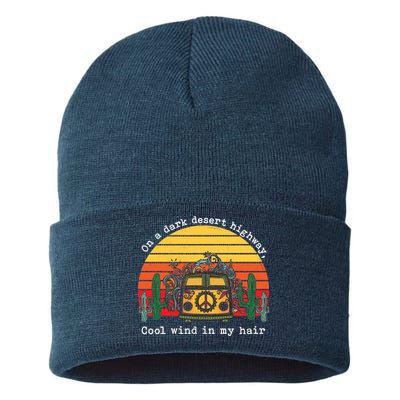  On A Dark Desert Highway Retro Sustainable Knit Beanie