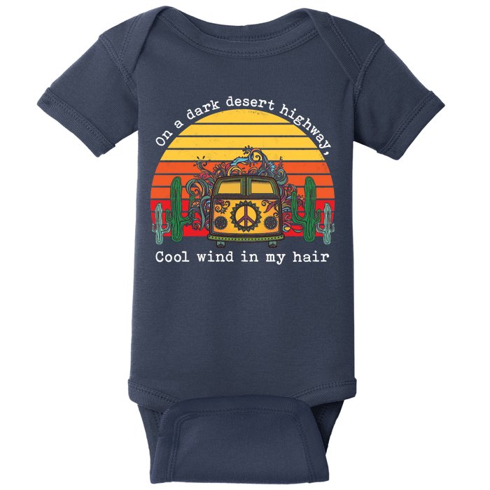  On A Dark Desert Highway Retro Baby Bodysuit