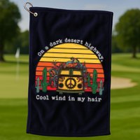  On A Dark Desert Highway Retro Golf Towel