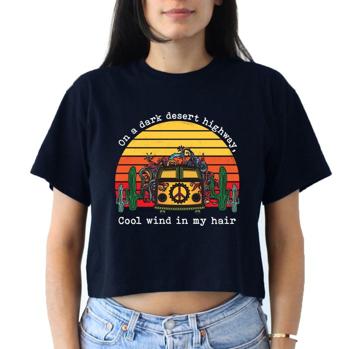  On A Dark Desert Highway Retro Crop Top