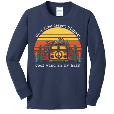  On A Dark Desert Highway Retro Kids Long Sleeve Shirt