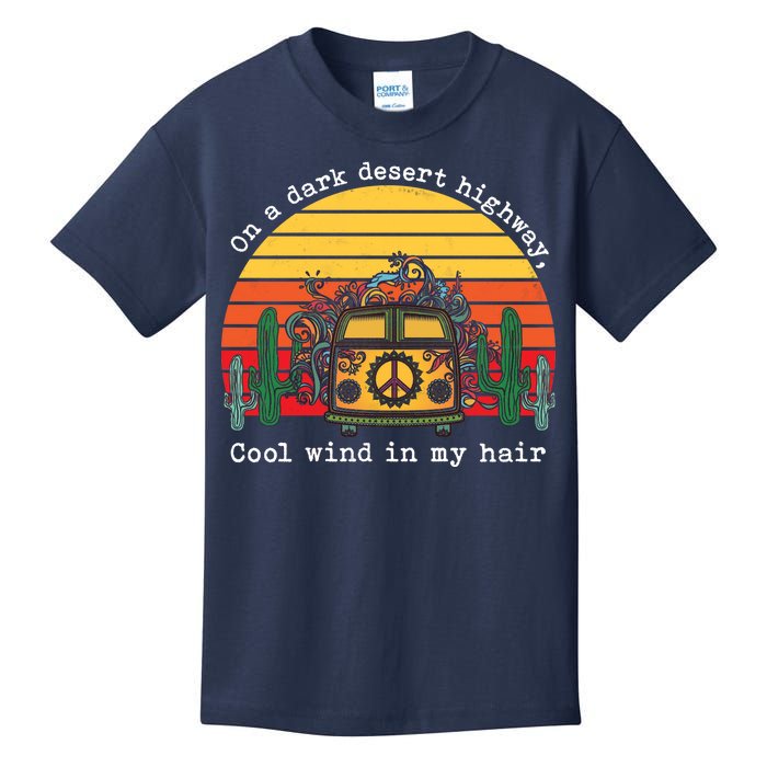  On A Dark Desert Highway Retro Kids T-Shirt