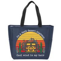  On A Dark Desert Highway Retro Zip Tote Bag