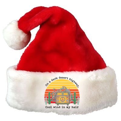  On A Dark Desert Highway Retro Premium Christmas Santa Hat