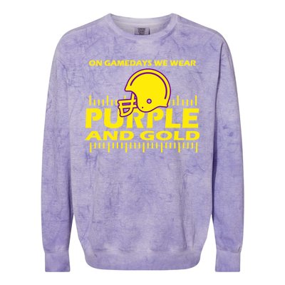 On Gamedays We Wear Purple and Gold Football Colorblast Crewneck Sweatshirt