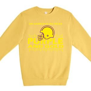 On Gamedays We Wear Purple and Gold Football Premium Crewneck Sweatshirt