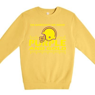 On Gamedays We Wear Purple and Gold Football Premium Crewneck Sweatshirt