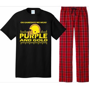 On Gamedays We Wear Purple and Gold Football Pajama Set