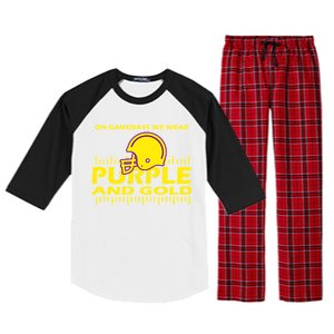 On Gamedays We Wear Purple and Gold Football Raglan Sleeve Pajama Set