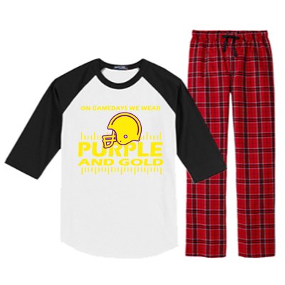 On Gamedays We Wear Purple and Gold Football Raglan Sleeve Pajama Set