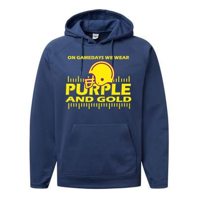 On Gamedays We Wear Purple and Gold Football Performance Fleece Hoodie