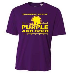 On Gamedays We Wear Purple and Gold Football Cooling Performance Crew T-Shirt