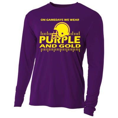 On Gamedays We Wear Purple and Gold Football Cooling Performance Long Sleeve Crew