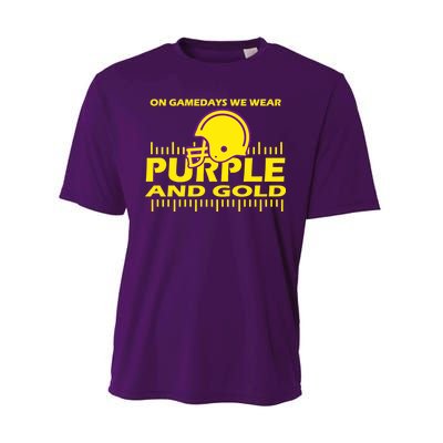 On Gamedays We Wear Purple and Gold Football Performance Sprint T-Shirt