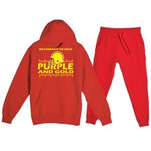 On Gamedays We Wear Purple and Gold Football Premium Hooded Sweatsuit Set