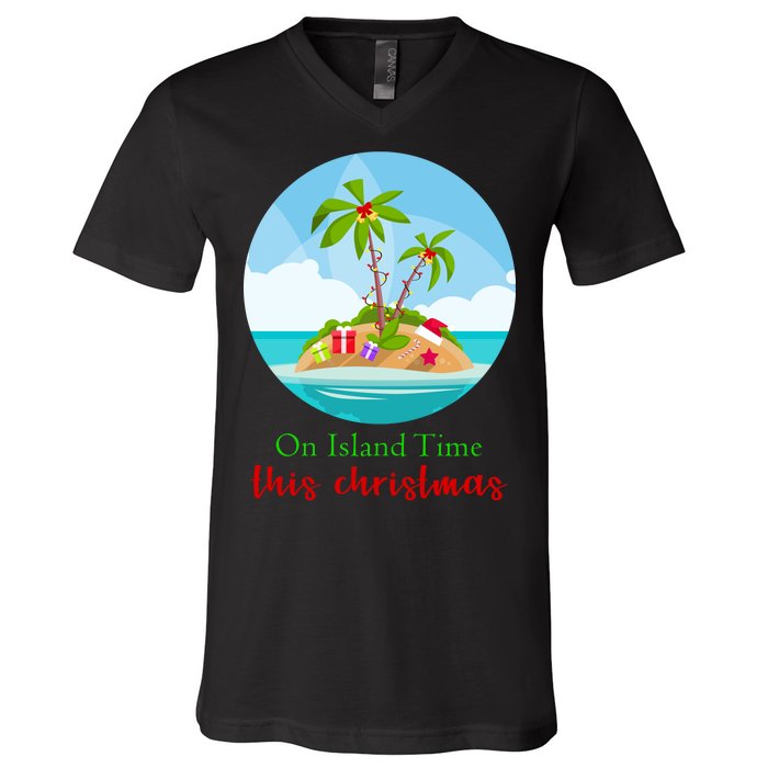 On Island Time This Christmas Vacation V-Neck T-Shirt