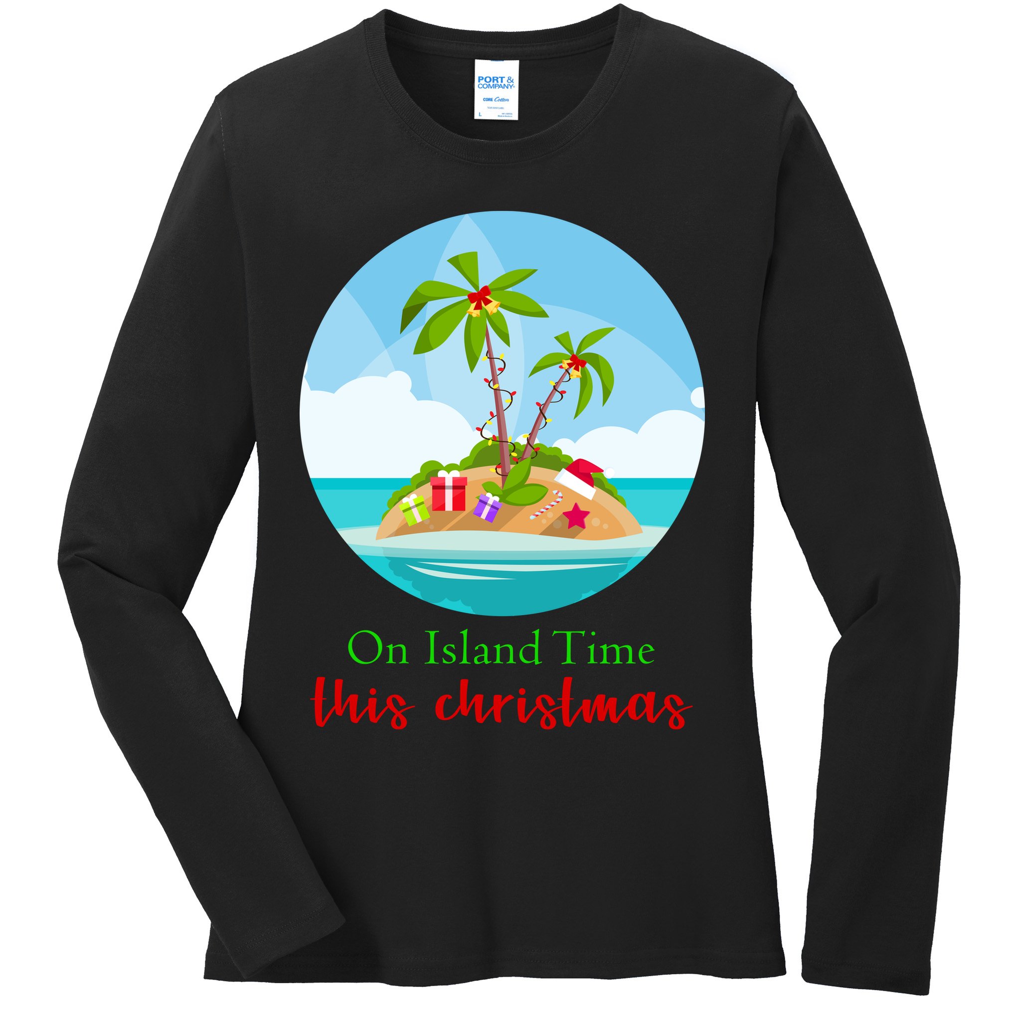 On Island Time This Christmas Vacation Ladies Long Sleeve Shirt