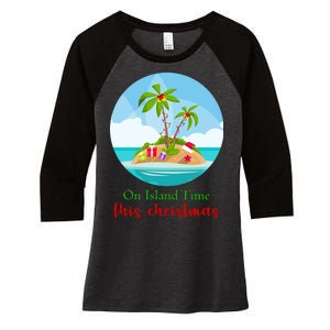 On Island Time This Christmas Vacation Women's Tri-Blend 3/4-Sleeve Raglan Shirt