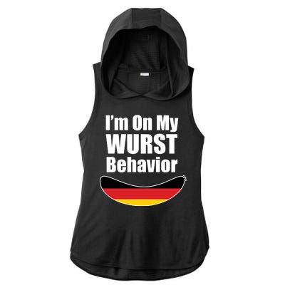 On My Worst Behavior Ladies PosiCharge Tri-Blend Wicking Draft Hoodie Tank