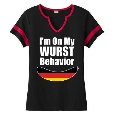 On My Worst Behavior Ladies Halftime Notch Neck Tee